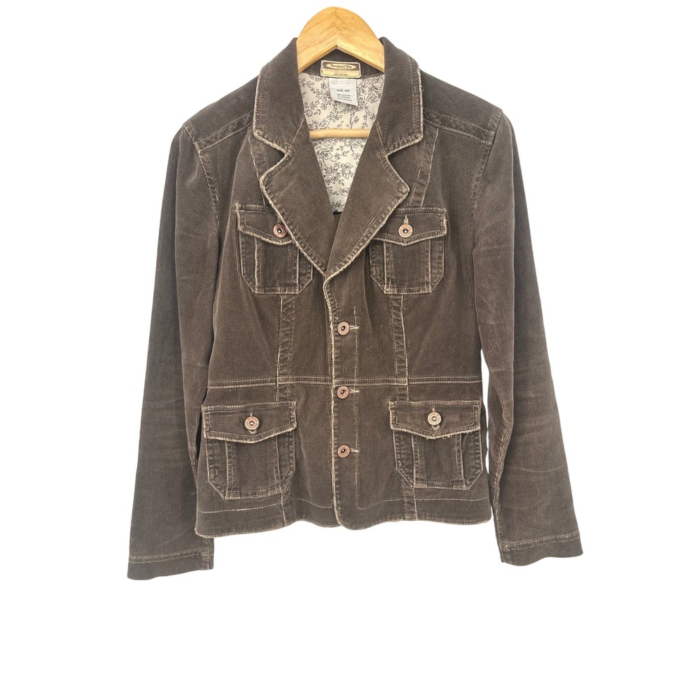 Department of Peace Corduroy Blazer Jacket Women XS Brown Boho Western Earthy